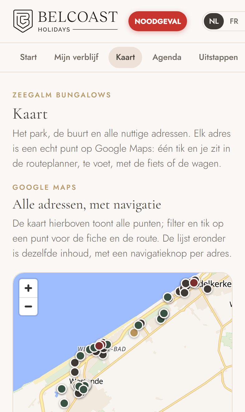MyBelcoastHoliday : carte avec toutes les adresses