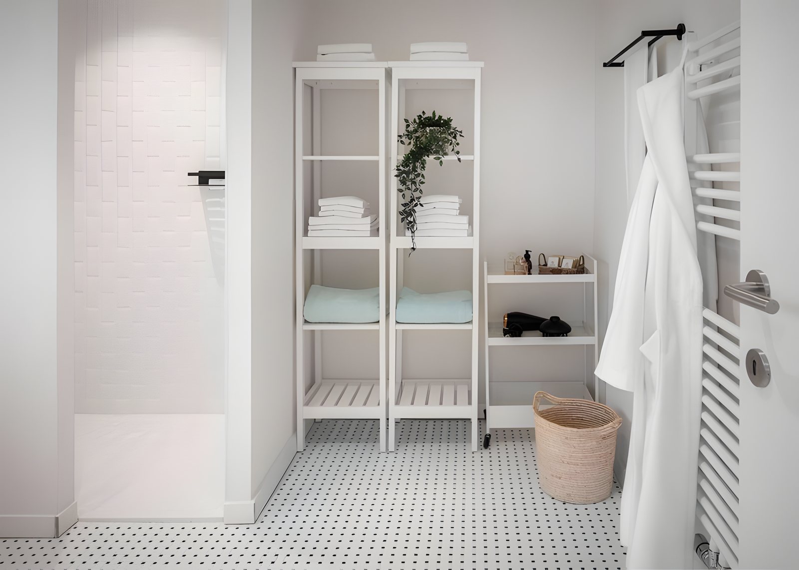 Badkamer, rek met handdoeken