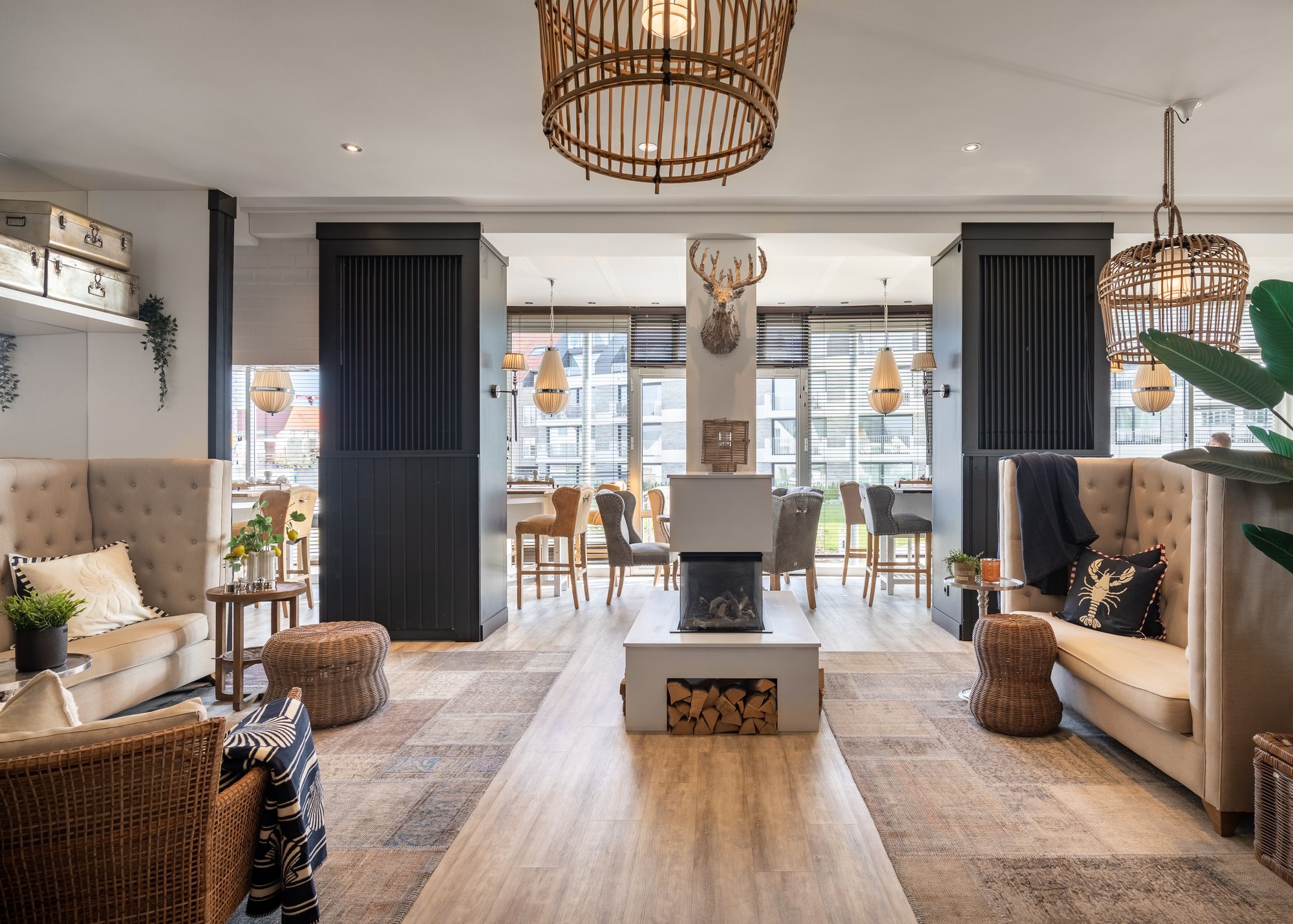 The lounge, furnished by Rivièra Maison