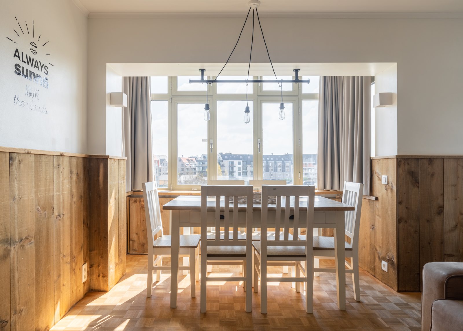 Dining area overlooking the estate