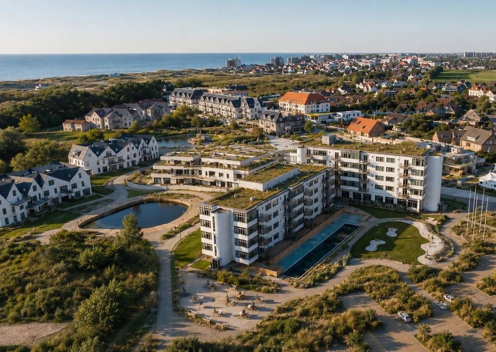 L’Hotel Westbay et la piscine extérieure vus du ciel