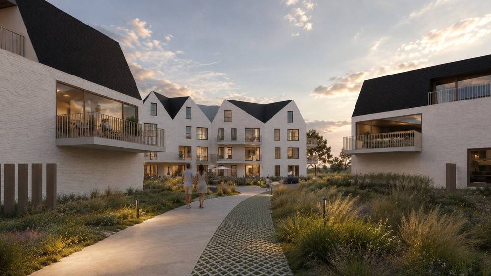 Rendu de soirée du bâtiment 4F sur le domaine West Bay
